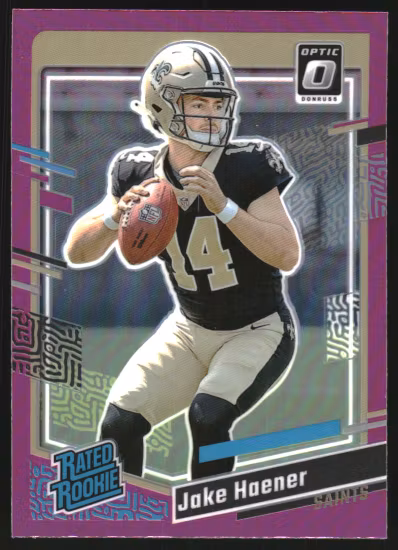 2023 Donruss Optic Rated Rookies Preview Pink #374 Jake Haener (15-LL10-NFLSAINTS)