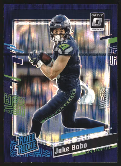 2023 Donruss Optic Purple Shock #288 Jake Bobo RR (20-LL8-NFLSEAHAWKS)