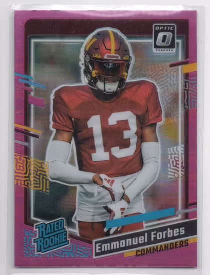 2023 Donruss Optic Rated Rookies Preview Pink #399 Emmanuel Forbes (20-MM1-NFLCOMMANDERS)