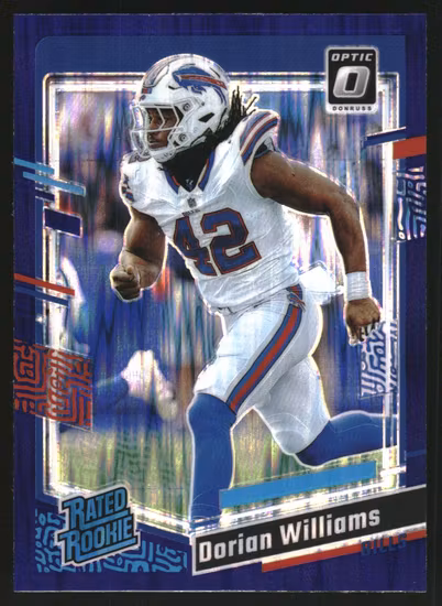 2023 Donruss Optic Purple Shock #212 Dorian Williams RR (25-LL8-NFLBILLS)