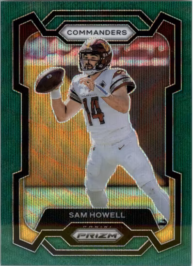 2023 Panini Prizm Prizms Green Wave #300 Sam Howell (25-LL8-NFLCOMMANDERS)