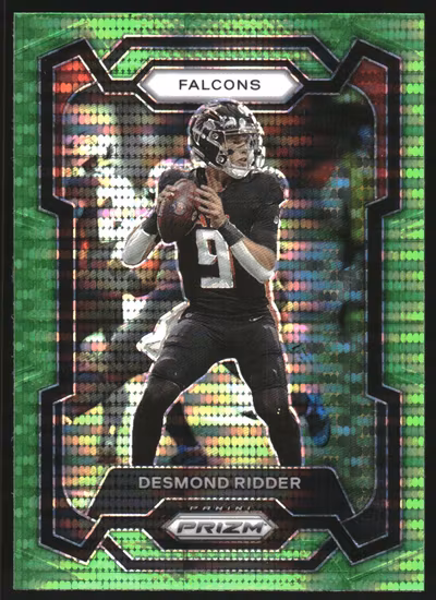 2023 Panini Prizm Prizms Neon Green Pulsar #9 Desmond Ridder (25-LL7-NFLFALCONS)
