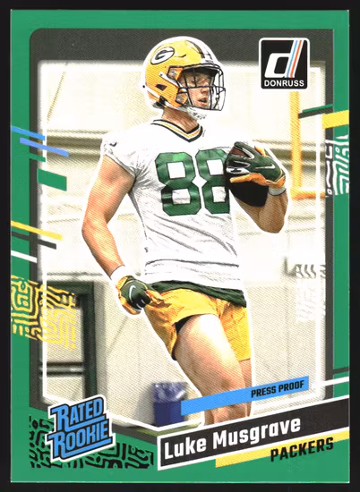 2023 Donruss Press Proof Green #337 Luke Musgrave RR (30-LL7-NFLPACKERS)