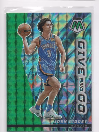 2022-23 Panini Mosaic Give and Go Mosaic Green #7 Josh Giddey (25-MM3-NBATHUNDER)