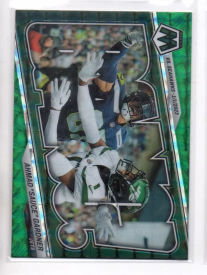 2023 Panini Mosaic Bang! Mosaic Green #10 Ahmad Gardner (20-LL14-NFLJETS)