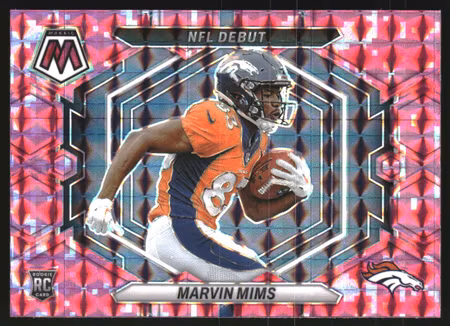 2023 Panini Mosaic NFL Debut Mosaic Camo Pink #13 Marvin Mims (20-LL10-NFLBRONCOS)