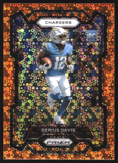 2023 Panini Prizm Prizms Orange Disco #351 Derius Davis (20-LL6-NFLCHARGERS)