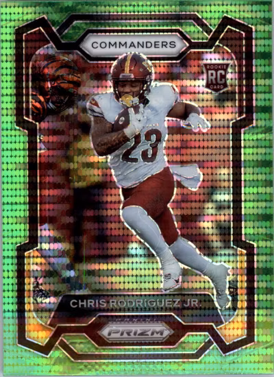 2023 Panini Prizm Prizms Neon Green Pulsar #398 Chris Rodriguez Jr. (20-LL7-NFLCOMMANDERS)
