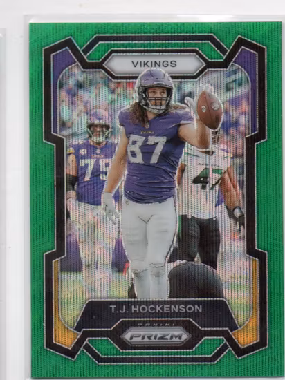2023 Panini Prizm Prizms Green Wave #198 T.J. Hockenson (20-LL12-NFLVIKINGS)