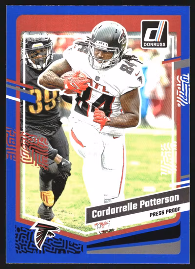 2023 Donruss Press Proof Blue #12 Cordarrelle Patterson (12-LL8-NFLFALCONS)