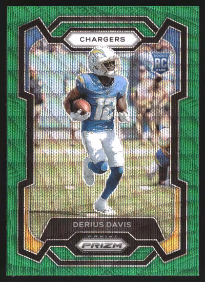 2023 Panini Prizm Prizms Green Wave #351 Derius Davis (20-LL8-NFLCHARGERS)