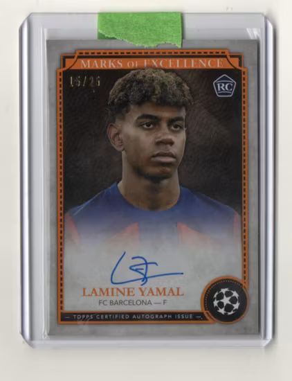 2024-25 Finest UEFA Club Competitions Marks of Excellence Autographs Orange Foil #EXLY5 Lamine Yamal (IF OFFERS TO INFO@CARDLAND.SE)