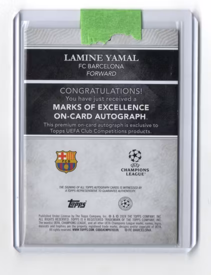 2024-25 Finest UEFA Club Competitions Marks of Excellence Autographs Orange Foil #EXLY5 Lamine Yamal (IF OFFERS TO INFO@CARDLAND.SE)