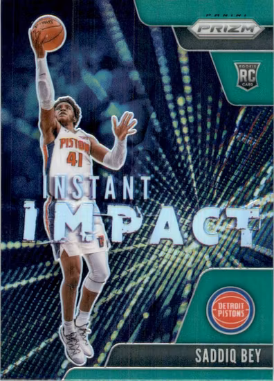2020-21 Panini Prizm Instant Impact Prizms Green #24 Saddiq Bey (50-NN3-NBAPISTONS)