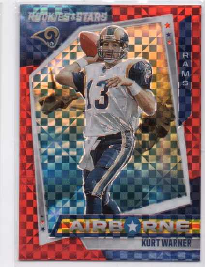 2021 Rookies and Stars Airborne Red Plaid #28 Kurt Warner (20-NN3-NFLRAMS)