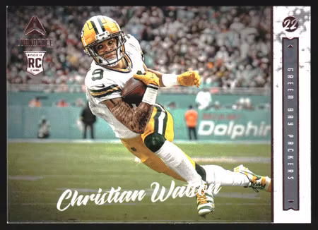 2022 Panini Chronicles Luminance Update Horizontal Rookies Pink #222 Christian Watson (25-LL10-NFLPACKERS)