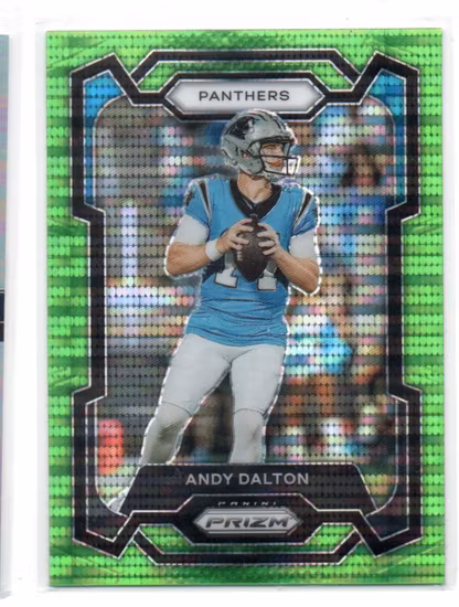 2023 Panini Prizm Prizms Neon Green Pulsar #38 Andy Dalton (20-MM13-NFLPANTHERS)