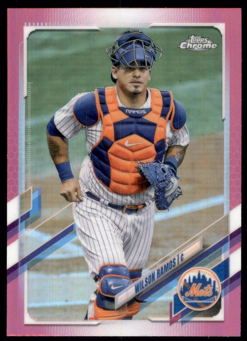 2021 Topps Chrome Pink Refractors #197 Wilson Ramos (12-MM2-MLBMETS)