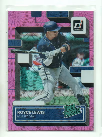 2022 Donruss Rated Prospects Pink Fireworks #7 Royce Lewis (20-LL14-MLBTWINS)