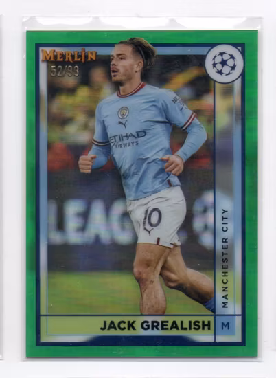 2022-23 Topps Merlin UEFA Green Refractors #95 Jack Grealish (50-MM9-MANCHESTERCITY)