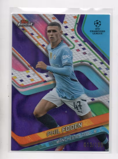2024-25 Finest UEFA Club Competitions Purple Lava Refractors #47 Phil Foden (40-MM15-MANCHESTERCITY)