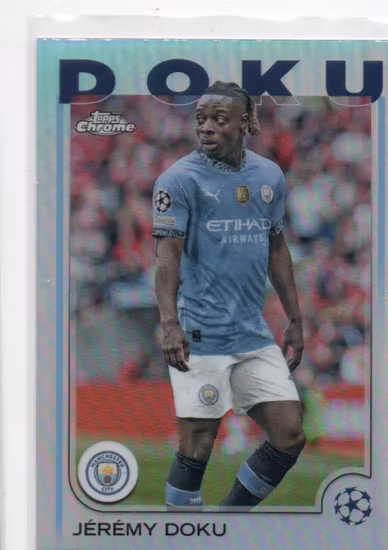 2024-25 Topps Chrome UEFA Club Competitions Refractors #69 Jeremy Doku (15-MM9-MANCHESTERCITY)
