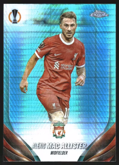 2023-24 Topps Chrome UEFA Club Competitions Aqua Prism Refractors #48 Alexis Mac Allister (15-MM9-LIVERPOOL)