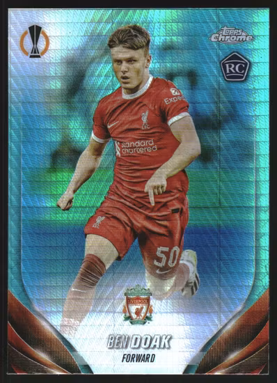 2023-24 Topps Chrome UEFA Club Competitions Aqua Prism Refractors #177 Ben Doak (20-MM9-LIVERPOOL)
