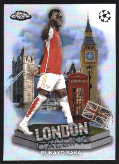 2023-24 Topps Chrome UEFA Club Competitions London Calling #LC14 Bukayo Saka (15-MM9-ARSENAL)