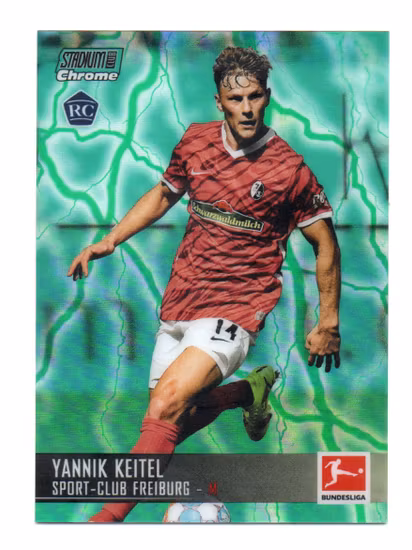 2021-22 Stadium Club Chrome Bundesliga Aqua and Green Electric Charge Refractors #39 Yannik Keitel (50-JJ1-SOCCERFREIBURG)