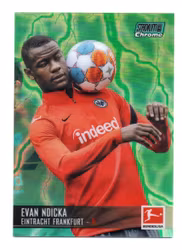 2021-22 Stadium Club Chrome Bundesliga Aqua and Green Electric Charge Refractors #38 Evan Ndicka (25-JJ1-SOCCERFRANKFURT)