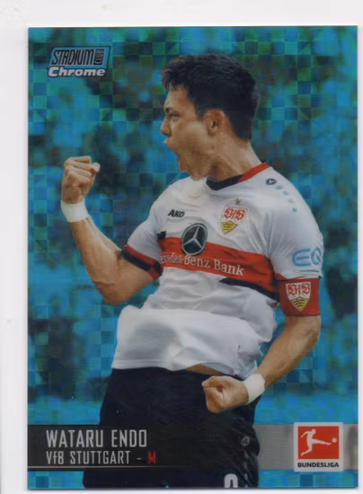 2021-22 Stadium Club Chrome Bundesliga Blue X-fractors #92 Wataru Endo (40-JJ1-SOCCERSTUTTGART)