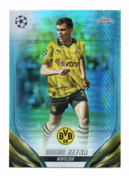 2023-24 Topps Chrome UEFA Club Competitions Aqua Prism Refractors #174 Giovanni Reyna (15-JJ3-DORTMUND)
