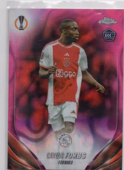 2023-24 Topps Chrome UEFA Club Competitions Pink Lava Refractors #90 Carlos Forbs (30-JJ2-AJAX)