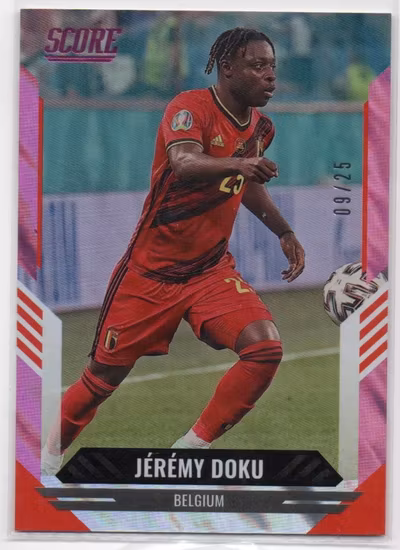2021-22 Score FIFA Pink Lasers #19 Jeremy Doku (40-MM15-BELGIUM)