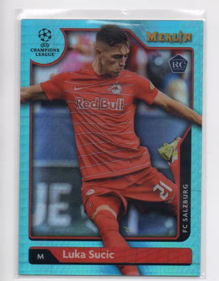 2021-22 Merlin UEFA Champions League Aqua Prism Refractors #101 Luka Sucic (20-HH14-SOCCERSALZBURG)