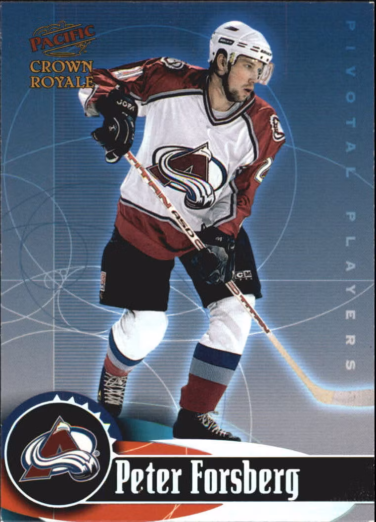 1998-99 Crown Royale Pivotal Players #4 Peter Forsberg (10-OO10-NHLAVALANCHE) MINOR SCRATCH ON TOP