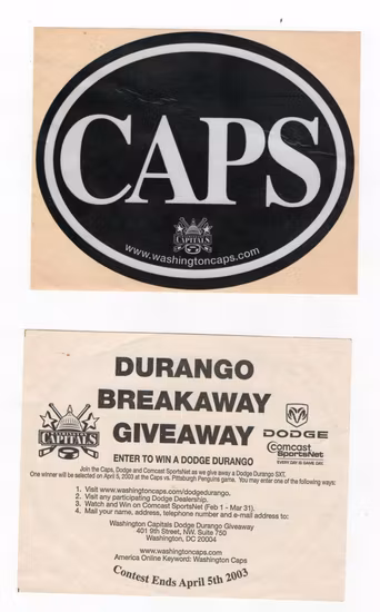 CAPITAL ONE ARENA - Giveaway Sticker från Arenan 2003