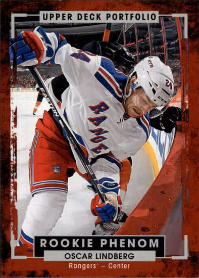 2015-16 Upper Deck Portfolio #220 Oscar Lindberg RC (10-QQ2-NHLRANGERS)