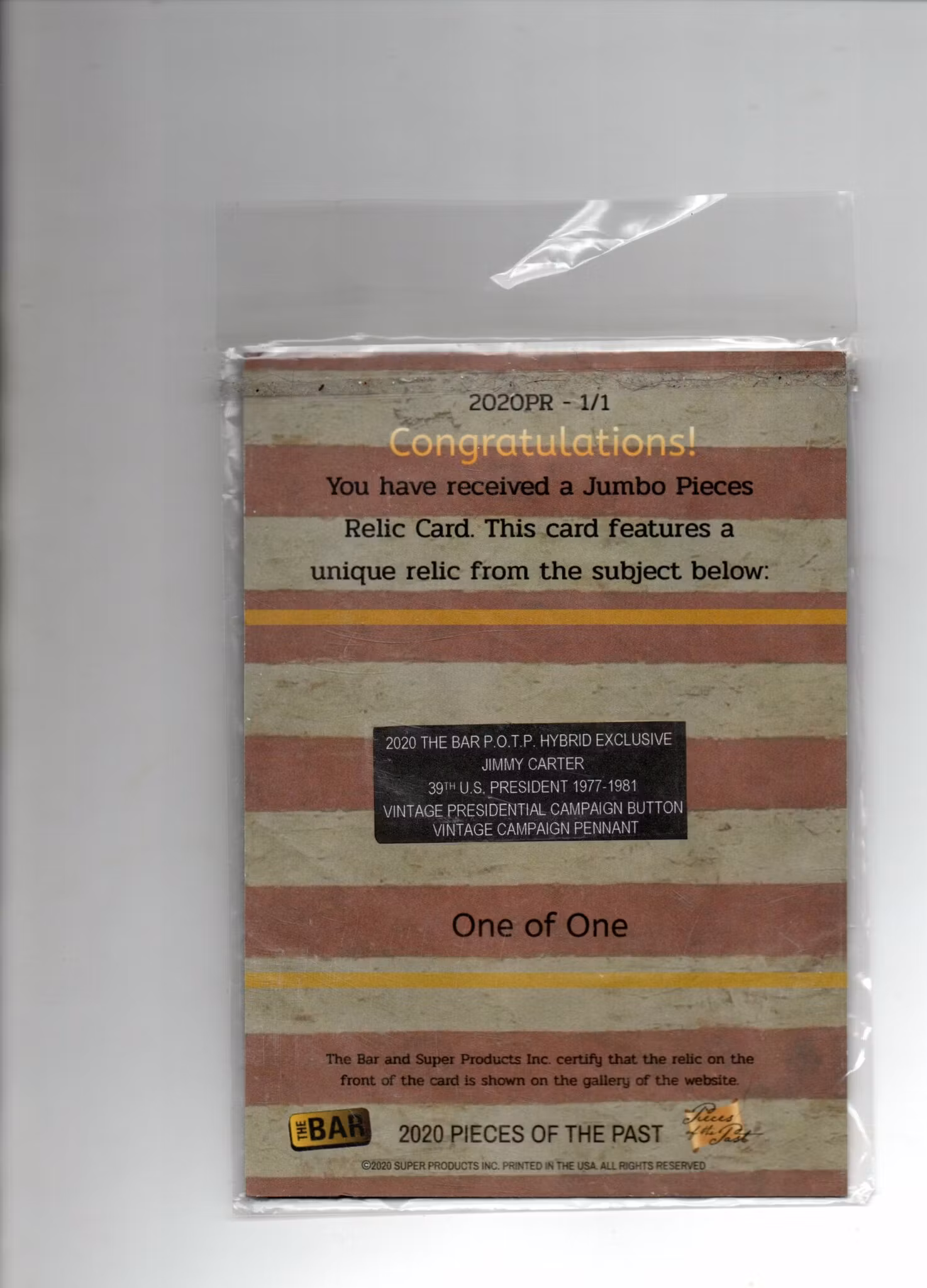 2020 PIECES OF THE PAST - Jimmy Carter 1977-81 Presidential Campaign Items 1/1