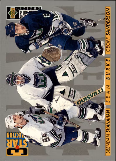 1996-97 Collector's Choice #319 Shanahan Sanderson Burke (10-PP15-NHLWHALERS)