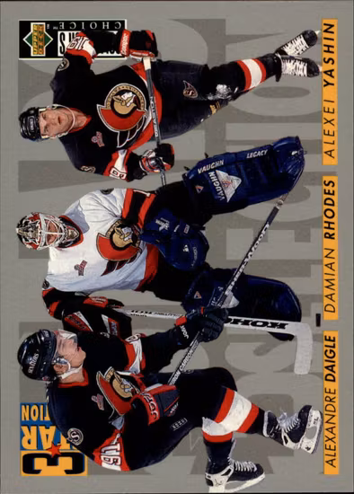 1996-97 Collector's Choice #325 Daigle Yashin Rhodes (10-PP15-NHLSENATORS)