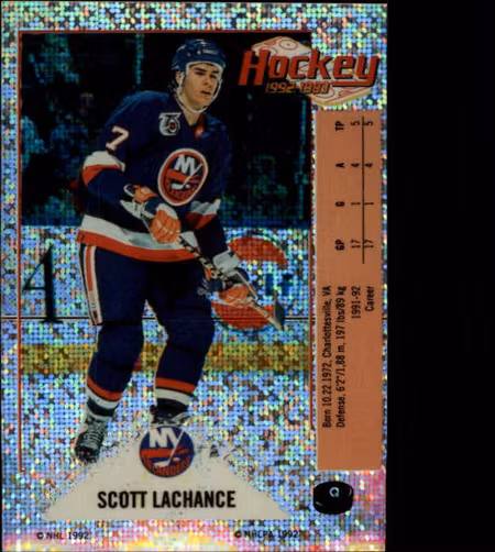 1992-93 Panini Stickers #Q Scott Lachance (10-QQ5-NHLISLANDERS)