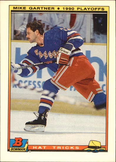 1990-91 Bowman Hat Tricks #17 Mike Gartner (12-QQ15-NHLRANGERS)