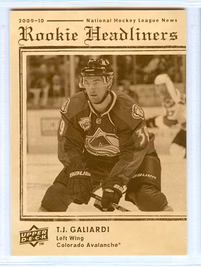 2009-10 Upper Deck Rookie Headliners #RH5 T.J. Galiardi (15-QQ11-NHLAVALANCHE)