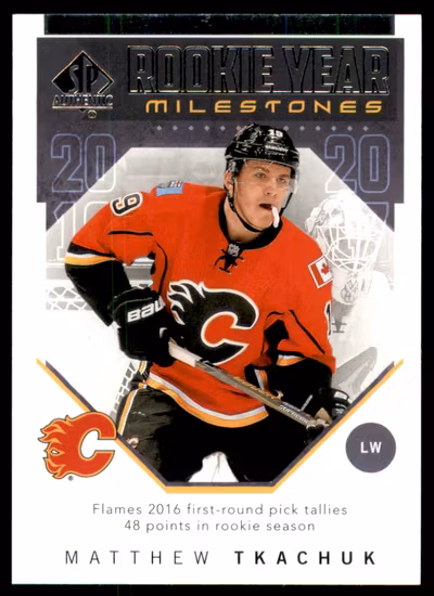 2018-19 SP Authentic Rookie Year Milestones #RYMMT Matthew Tkachuk (15-QQ11-NHLFLAMES)