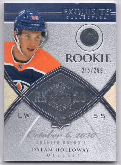 2022-23 Exquisite Collection '08-09 Retro #08RDH Dylan Holloway (100-RR6-NHLOILERS)