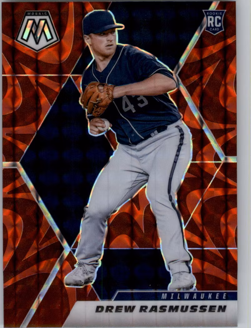 2021 Panini Mosaic Mosaic Reactive Red #280 Drew Rasmussen (15-QQ14-MLBBREWERS)