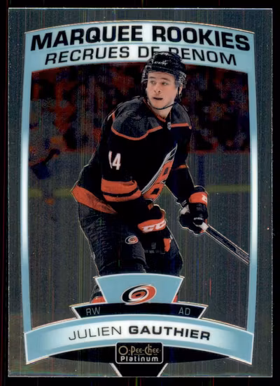 2019-20 O-Pee-Chee Platinum #177 Julien Gauthier RC (UU2-NHLHURRICANES)