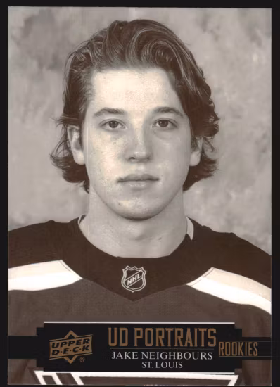 2021-22 Upper Deck Portraits #P42 Jake Neighbours (UU5-NHLBLUES)